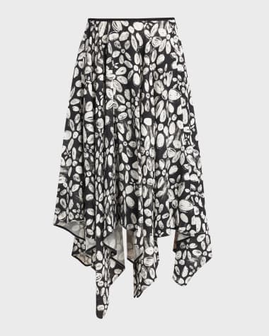 Marni Flower-Print Handkerchief Midi Skirt