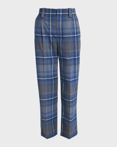Marni Mid-Rise Check Double-Pleated Straight-Leg Trousers