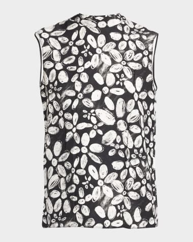 Marni Floral Print Top With Hand-Stitched Logo Embroidery