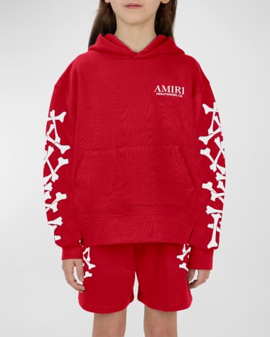 Amiri Kid's Logo-Print Bones Hoodie, Size 4-12