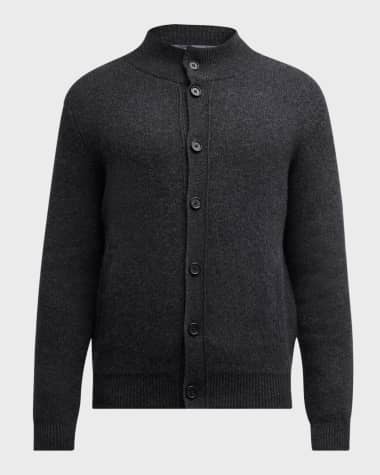 Neiman Marcus Men's Mock Neck Cashmere Cardigan