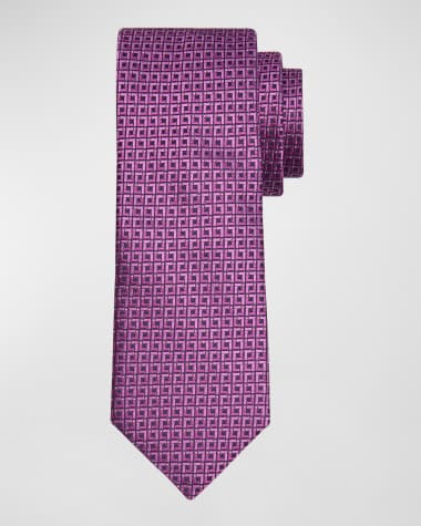 Canali Men's Microfantasy Silk Geometric Tie