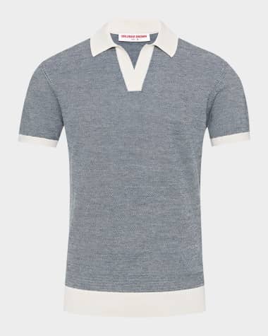 Orlebar Brown Men's Horton Contrast Knit Polo Shirt