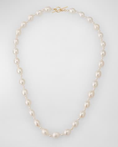 POPPY FINCH Large Oval Pearl Strand Necklace