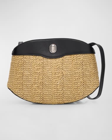 Savette Tondo Raffia and Leather Crossbody Bag