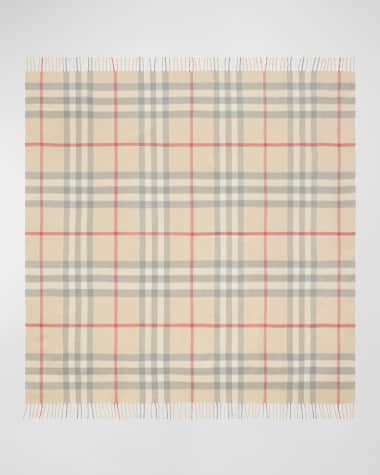 Burberry Kid's Check-Print Fringe Trim Blanket