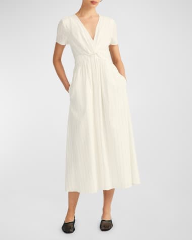 Derek Lam 10 Crosby Striped Esmeray Short-Sleeve Midi Dress