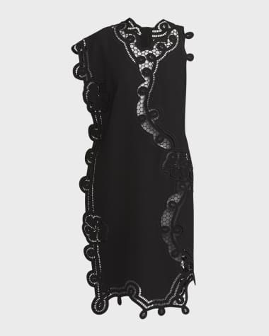 Bottega Veneta Floral Cutwork Embroidered Shift Dress
