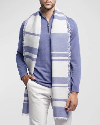 Ian Saude Men's Zuma Cashmere Multi-Stripe Scarf