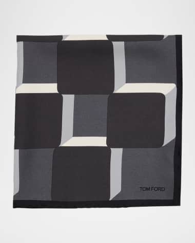 TOM FORD Men's Silk Geometric Pocket Square