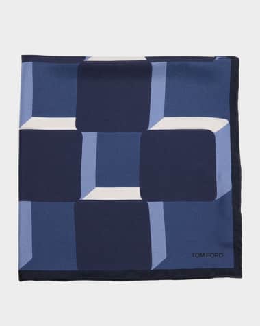 TOM FORD Men's Silk Geometric Pocket Square