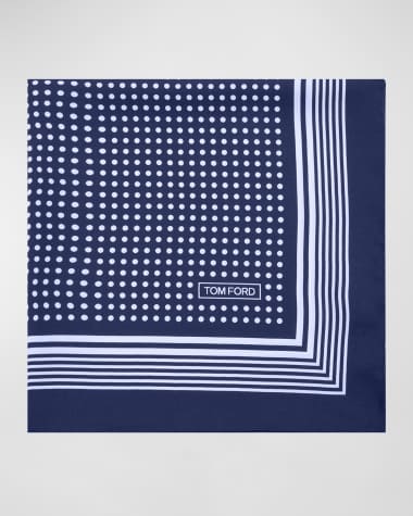 TOM FORD Men's Silk Polka Dot Pocket Square