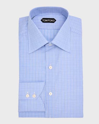 TOM FORD Men's Twill Check Slim-Fit Dress Shirt