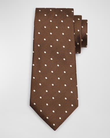 TOM FORD Men's Polka Dot Herringbone Silk Tie