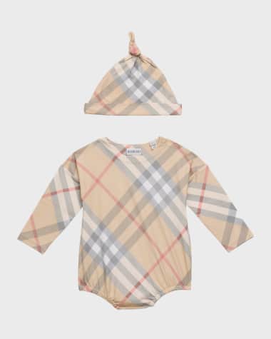 Burberry Kid's Dolby Check-Print Two-Piece Set, Size 3M-12M