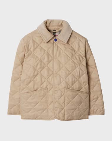 Burberry Kid's Indy Quilted Collared Jacket, Size 3-14