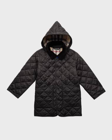 Burberry Kid's Rowan Quilted Check Lined Jacket, Size 3-14