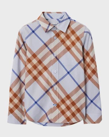 Burberry Boy's Owen Check-Print Button Down Shirt, Size 3-14