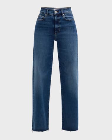 FRAME Le Slim Palazzo Raw Fray Jeans