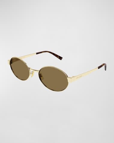 Saint Laurent Feminine Fashion Icons Metal Oval Sunglasses