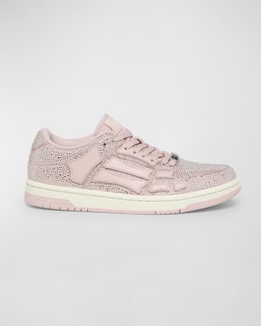 Amiri Skel Crystal Leather Low-Top Sneakers