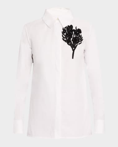 Jonathan Cohen Floral Embroidered Button-Down Shirt