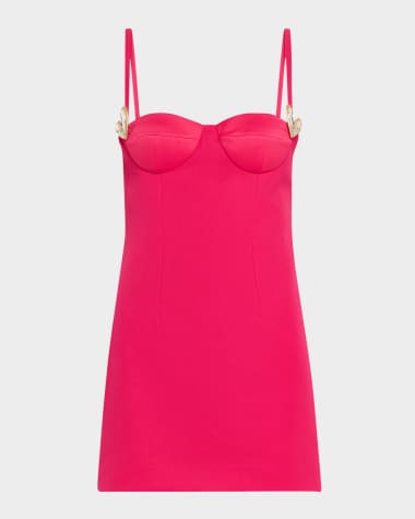 AREA Crystal Heart Mini Dress