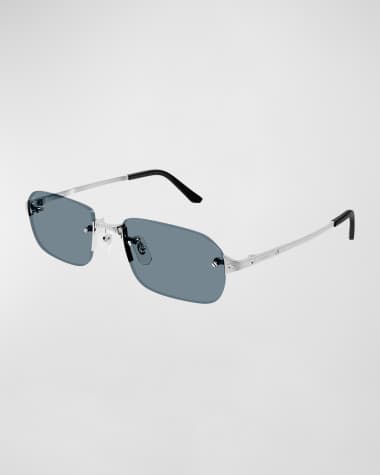 Cartier Rimless Metal Rectangle Sunglasses