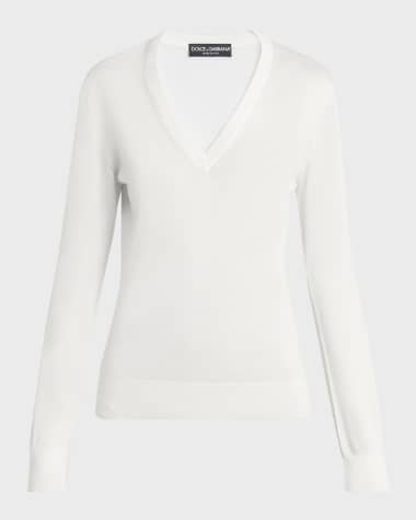 Dolce&Gabbana Cashmere-Silk V-Neck Long Sleeve Sweater
