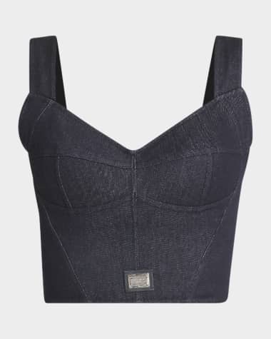 Dolce&Gabbana Sleeveless Denim Crop Corset Top