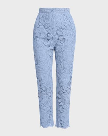 Dolce&Gabbana Cordonetto Lace Straight-Leg Ankle Pants