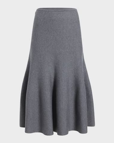 Khaite Odil Wool-Blend Midi Skirt