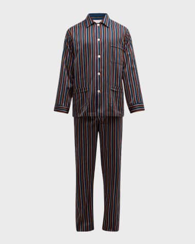 Derek Rose Men's Wellington Striped Cotton Pajama Set