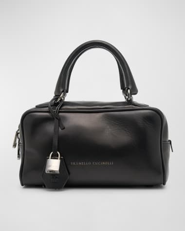 Brunello Cucinelli Medium Boston Glossy Leather Top-Handle Bag