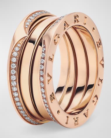 BVLGARI 18K Rose Gold B.Zero1 3 Band Pave Edge Ring