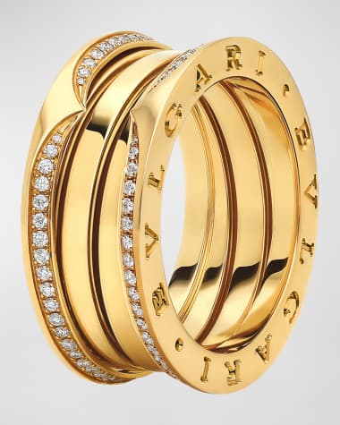 BVLGARI 18K Yellow Gold B.Zero1 3 Band Pave Edge Ring