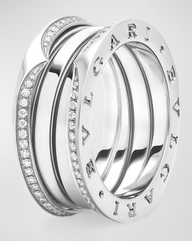 BVLGARI 18K White Gold B.Zero1 3 Band Pave Edge Ring