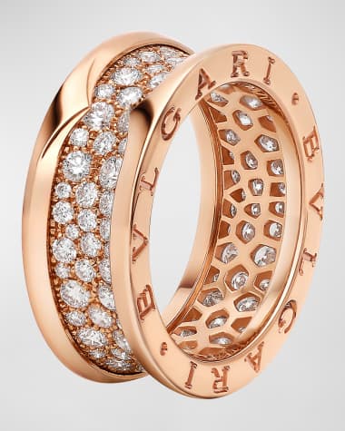 BVLGARI 18K Rose Gold B.Zero1 Full Pave Ring