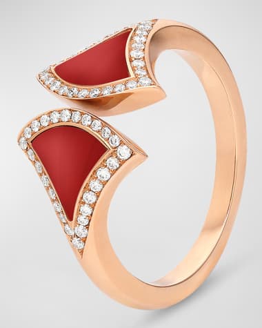 BVLGARI 18K Rose Gold Divas' Dream Carnelian and Diamond Pave Ring