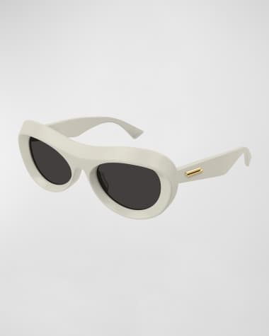 Bottega Veneta Beveled Acetate Round Sunglasses
