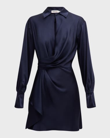 SIMKHAI Talit Draped-Front Mini Shirtdress