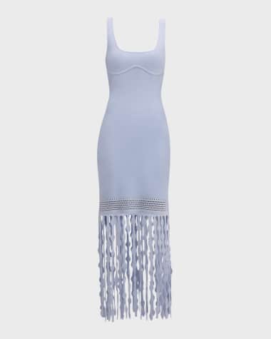 SIMKHAI Signa Lattice Fringe Midi Tank Dress