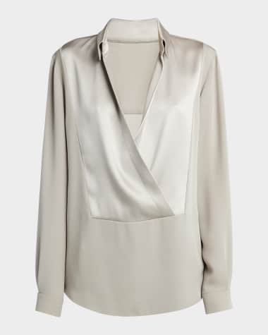 Giorgio Armani Silk Georgette Wrap Blouse