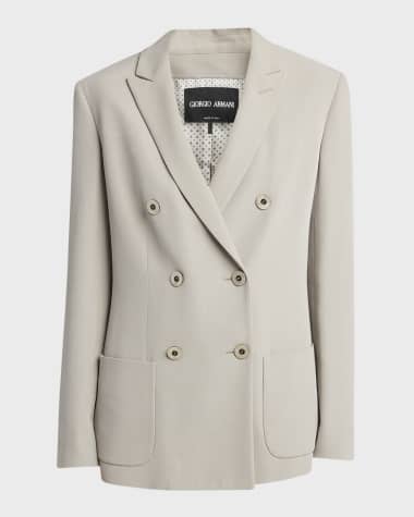 Giorgio Armani Washed Silk Double-Breasted Blazer Jacket