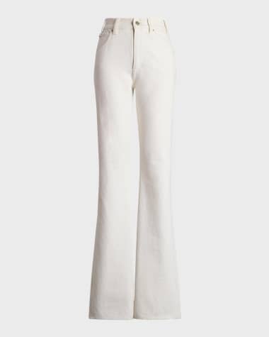 Ralph Lauren Collection Kaida Mid-Rise White Denim Bootcut Jeans