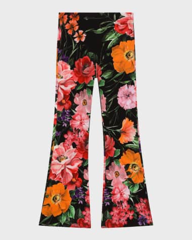 Dolce&Gabbana Girl's Floral-Print Flare Leggings, Size 4-6