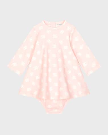 Dolce&Gabbana Girl's Interlocked Logo-Print Dress W/ Bloomers, Size 3M-24M