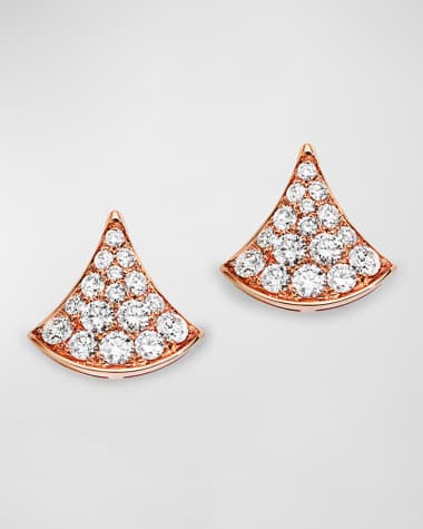 BVLGARI 18K Rose Gold Divas' Dream Pave Diamond Stud Earrings