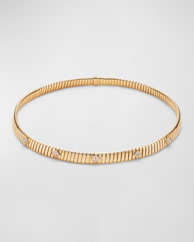 BVLGARI 18K Yellow Gold Tubogas Diamond Choker Necklace