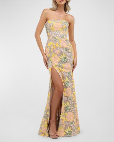 HELSI Lola Strapless Sequin Floral Trumpet Gown